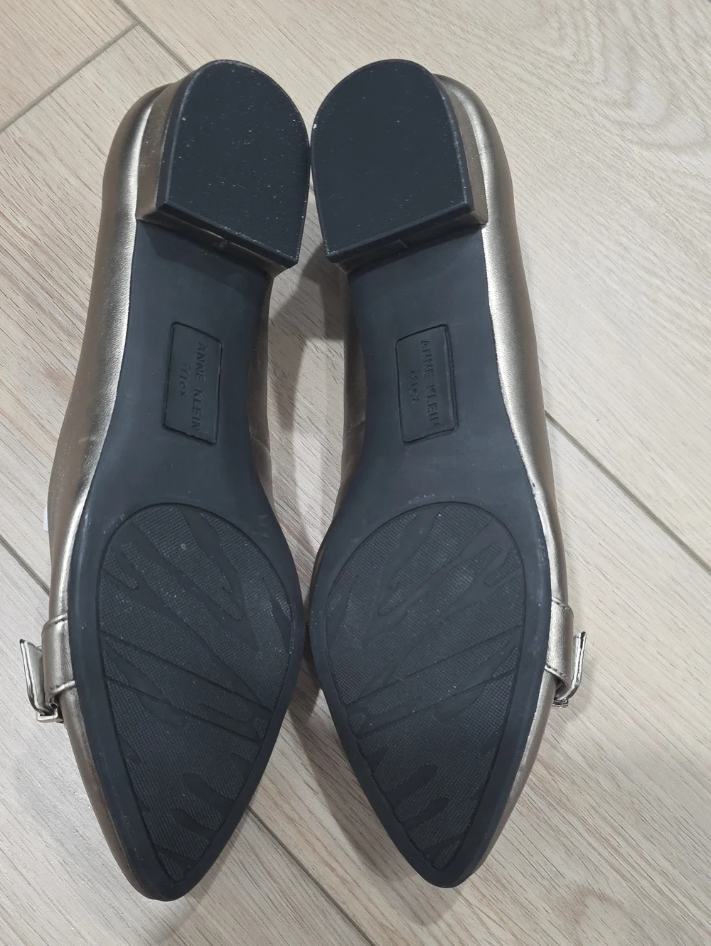 Anne Klein Metallic Pewter Pointed-Toe Buckle Pumps